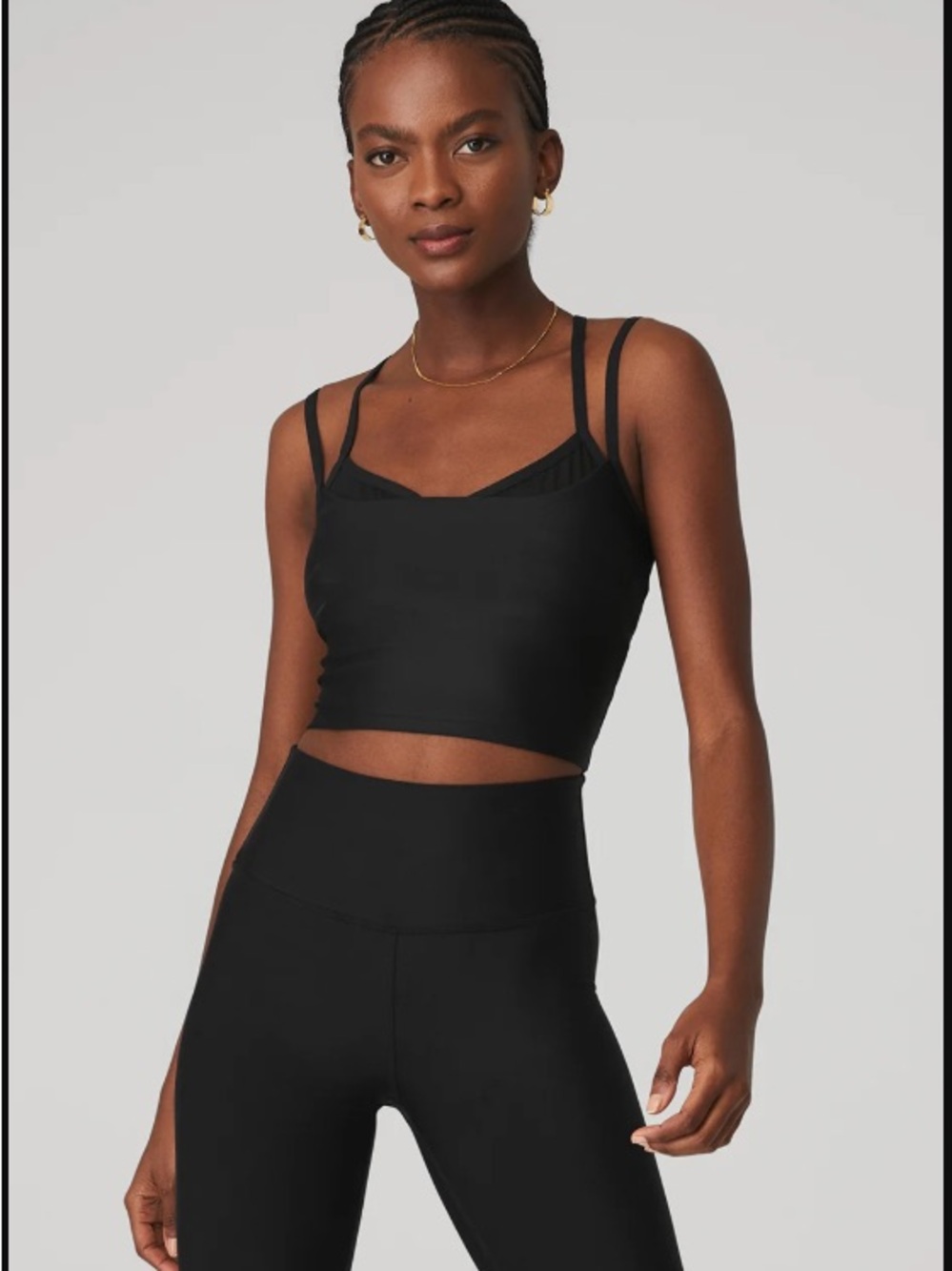 ALO Yoga Black Double-Strap Crop Tank